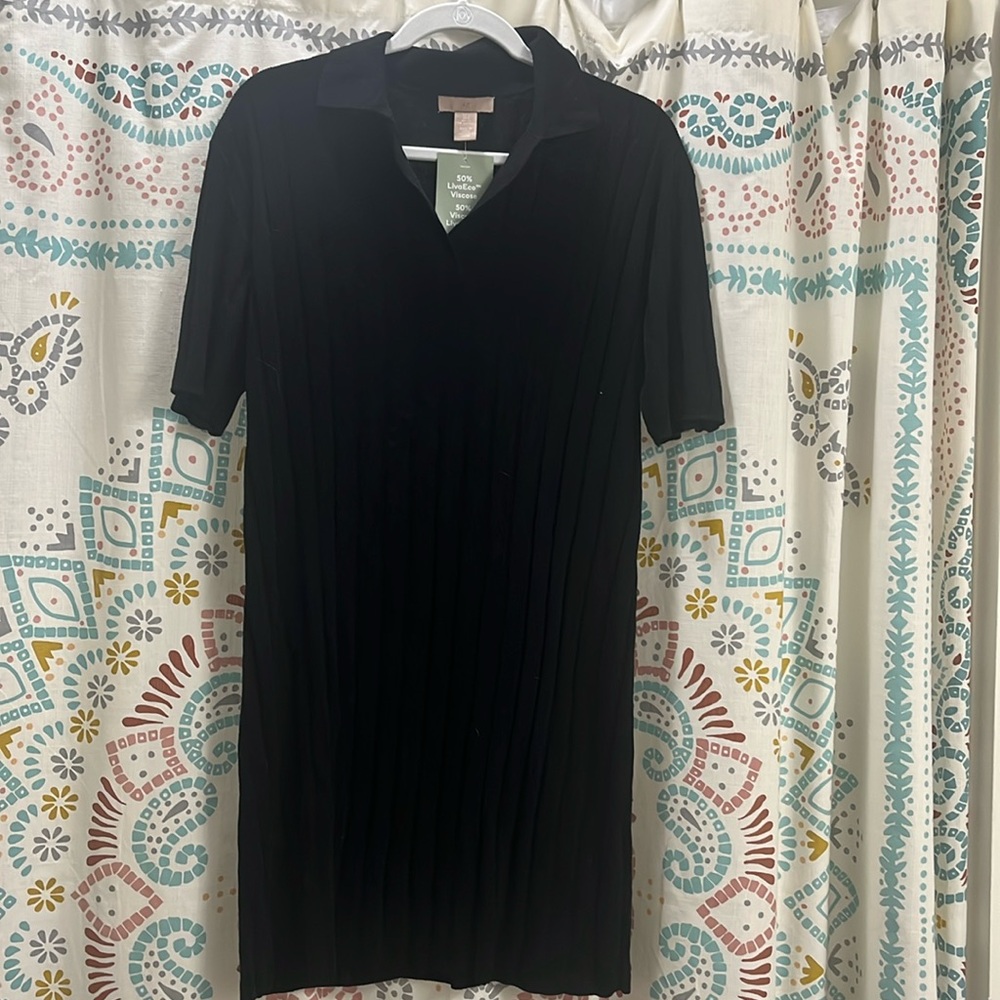 H&M black collared mini dress